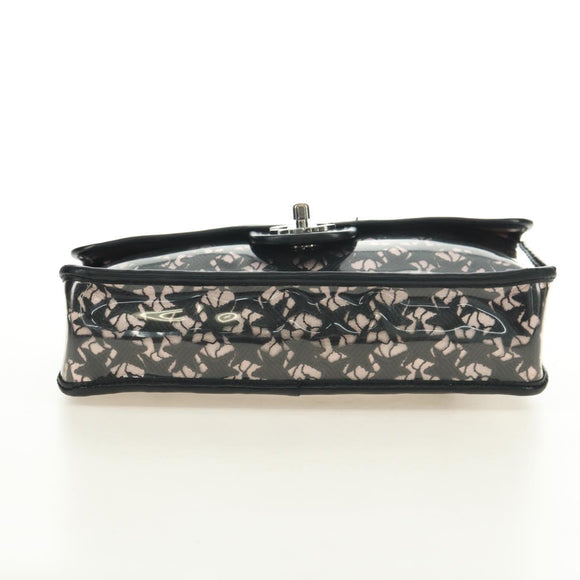 CHANEL Stern Verschluss Kette Handtasche Vinyl Schwarz Silber CC Auth yk20372SAV