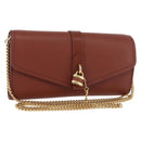 Chloe Chain Wallet Shoulder Bag Leather Brown Gold Auth yk20373A-1