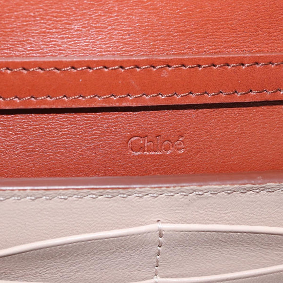 Chloe Chain Wallet Shoulder Bag Leather Brown Gold Auth yk20373A