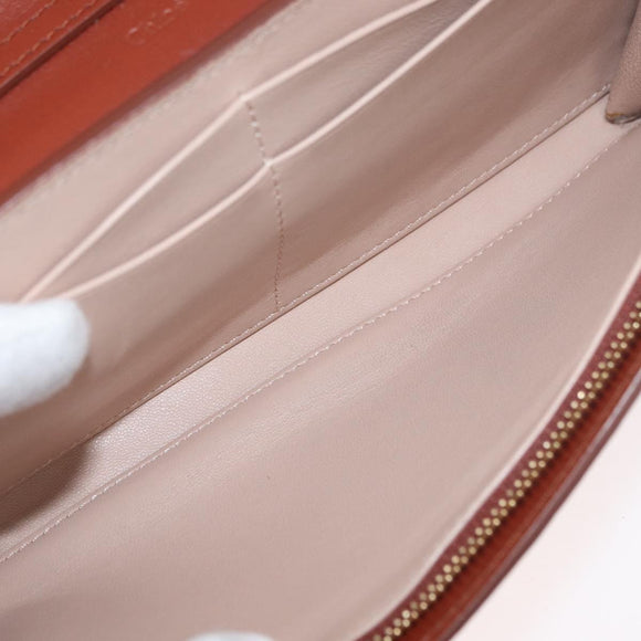 Chloe Chain Wallet Shoulder Bag Leather Brown Gold Auth yk20373A