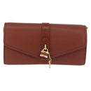 Chloe Chain Wallet Shoulder Bag Leather Brown Gold Auth yk20373A-13