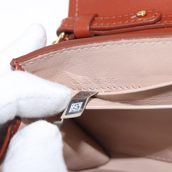 Chloe Chain Wallet Shoulder Bag Leather Brown Gold Auth yk20373A