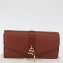 Chloe Chain Wallet Shoulder Bag Leather Brown Gold Auth yk20373A-12
