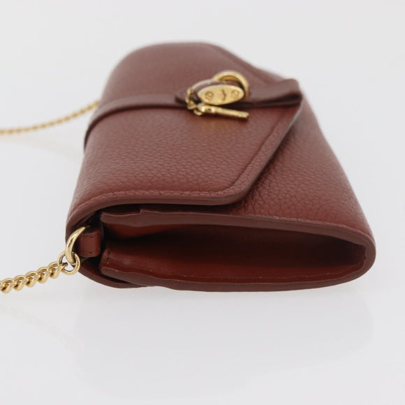 Chloe Chain Wallet Shoulder Bag Leather Brown Gold Auth yk20373A