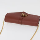 Chloe Chain Wallet Shoulder Bag Leather Brown Gold Auth yk20373A-6