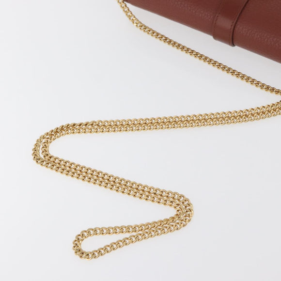 Chloe Chain Wallet Shoulder Bag Leather Brown Gold Auth yk20373A