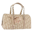 Christian Dior Trotter Canvas Romantic Hand Bag PVC Beige Silver Auth yk20375SAV-1