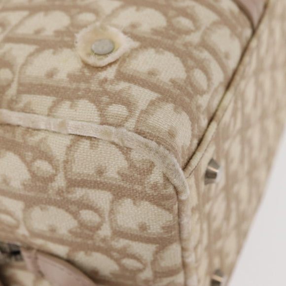 Christian Dior Trotter Canvas Romantic Hand Bag PVC Beige Silver Auth yk20375SAV