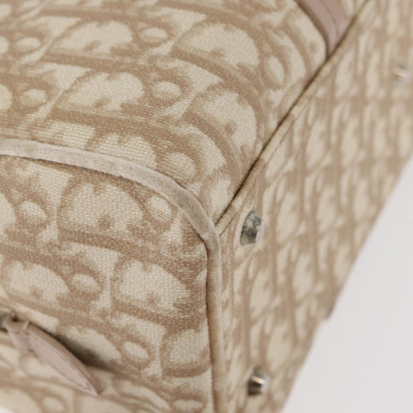Christian Dior Trotter Canvas Romantic Hand Bag PVC Beige Silver Auth yk20375SAV