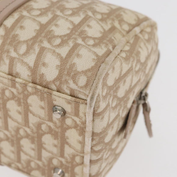 Christian Dior Trotter Canvas Romantic Hand Bag PVC Beige Silver Auth yk20375SAV