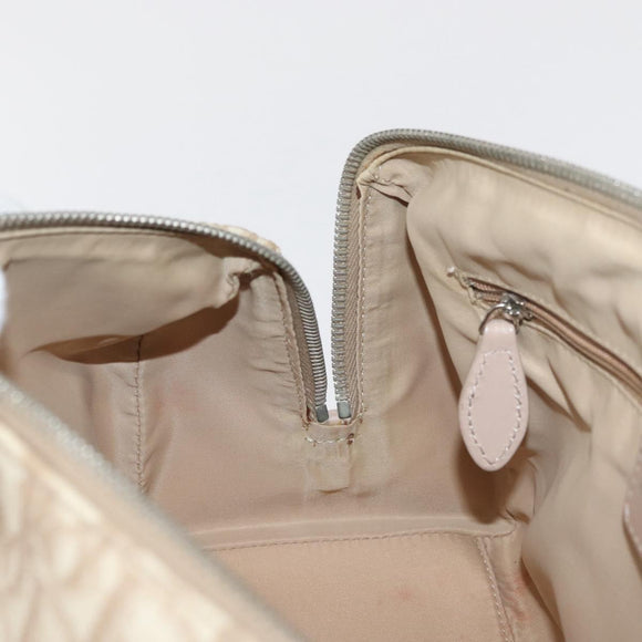 Christian Dior Trotter Canvas Romantic Hand Bag PVC Beige Silver Auth yk20375SAV
