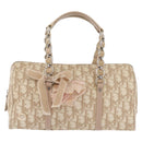 Christian Dior Trotter Canvas Romantic Hand Bag PVC Beige Silver Auth yk20375SAV-2