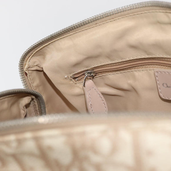 Christian Dior Trotter Canvas Romantic Hand Bag PVC Beige Silver Auth yk20375SAV