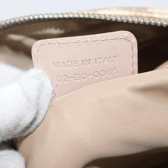 Christian Dior Trotter Canvas Romantic Hand Bag PVC Beige Silver Auth yk20375SAV