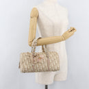 Christian Dior Trotter Canvas Romantic Hand Bag PVC Beige Silver Auth yk20375SAV-23