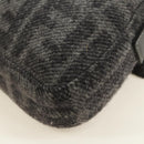 FENDI Zucca Canvas Mamma Baguette Shoulder Bag Wool Gray Silver Auth yk20376SAV-14