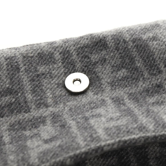 FENDI Zucca Canvas Mamma Baguette Shoulder Bag Wool Gray Silver Auth yk20376SAV