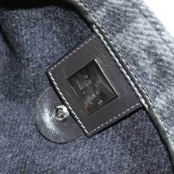 FENDI Zucca Canvas Mamma Baguette Shoulder Bag Wool Gray Silver Auth yk20376SAV