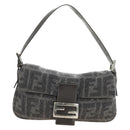 FENDI Zucca Canvas Mamma Baguette Shoulder Bag Wool Gray Silver Auth yk20376SAV-2