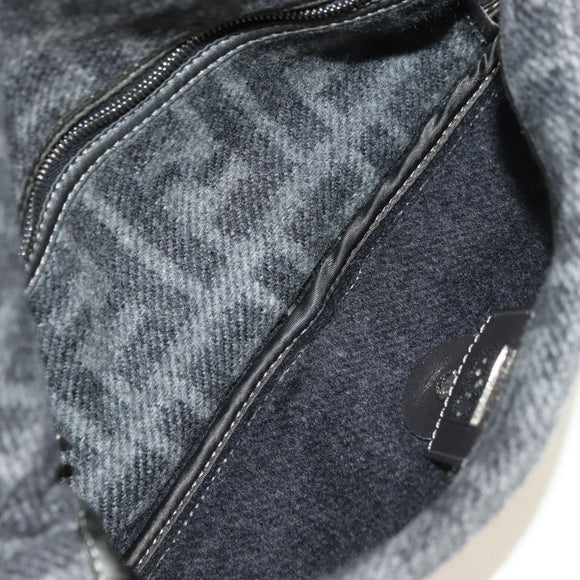 FENDI Zucca Canvas Mamma Baguette Shoulder Bag Wool Gray Silver Auth yk20376SAV