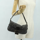 FENDI Zucca Canvas Mamma Baguette Shoulder Bag Wool Gray Silver Auth yk20376SAV-26