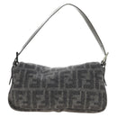 FENDI Zucca Canvas Mamma Baguette Shoulder Bag Wool Gray Silver Auth yk20376SAV-3