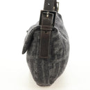 FENDI Zucca Canvas Mamma Baguette Shoulder Bag Wool Gray Silver Auth yk20376SAV-4