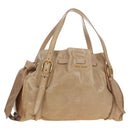 Miu Miu Shoulder Bag Leather Gold Beige Auth yk20378SAM-1