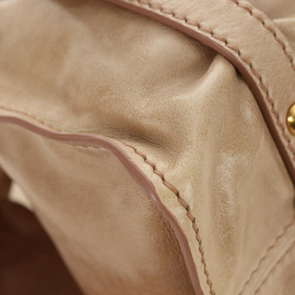 Miu Miu Shoulder Bag Leather Gold Beige Auth yk20378SAM