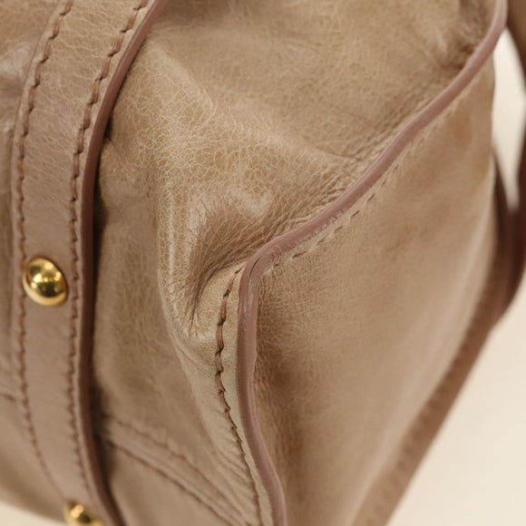 Miu Miu Shoulder Bag Leather Gold Beige Auth yk20378SAM