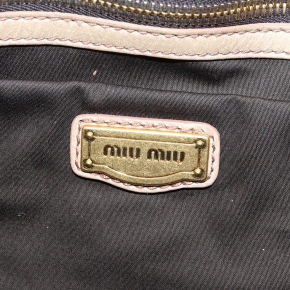 Miu Miu Shoulder Bag Leather Gold Beige Auth yk20378SAM