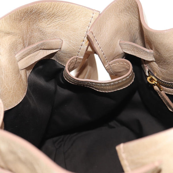 Miu Miu Shoulder Bag Leather Gold Beige Auth yk20378SAM