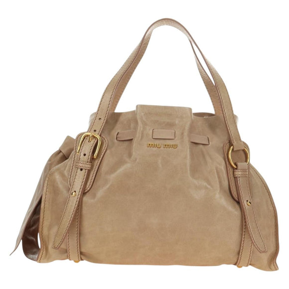 Miu Miu Shoulder Bag Leather Gold Beige Auth yk20378SAM