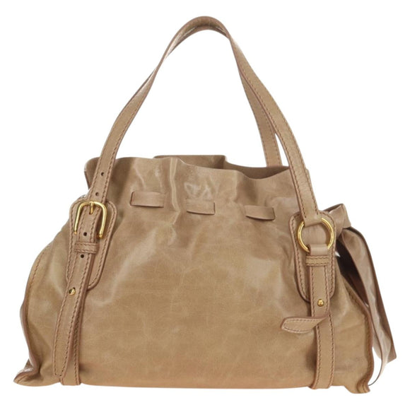 Miu Miu Shoulder Bag Leather Gold Beige Auth yk20378SAM
