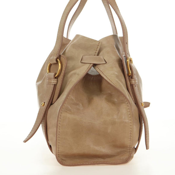 Miu Miu Shoulder Bag Leather Gold Beige Auth yk20378SAM