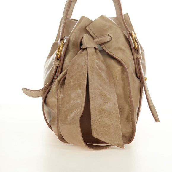 Miu Miu Shoulder Bag Leather Gold Beige Auth yk20378SAM