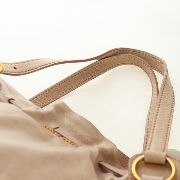 Miu Miu Shoulder Bag Leather Gold Beige Auth yk20378SAM