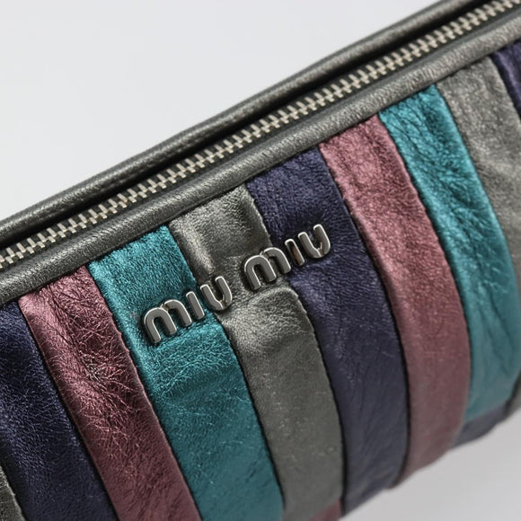 Miu Miu Täschchen Leder Multicolor Silber Auth yk20380A