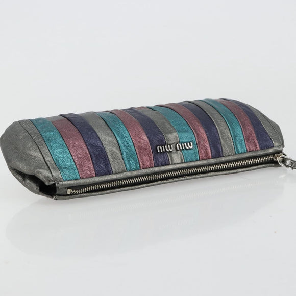 Miu Miu Täschchen Leder Multicolor Silber Auth yk20380A
