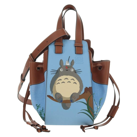 LOEWE Ghibli Collaboration Totoro Hammock Small Bag Leather Blue Auth yk20381SM