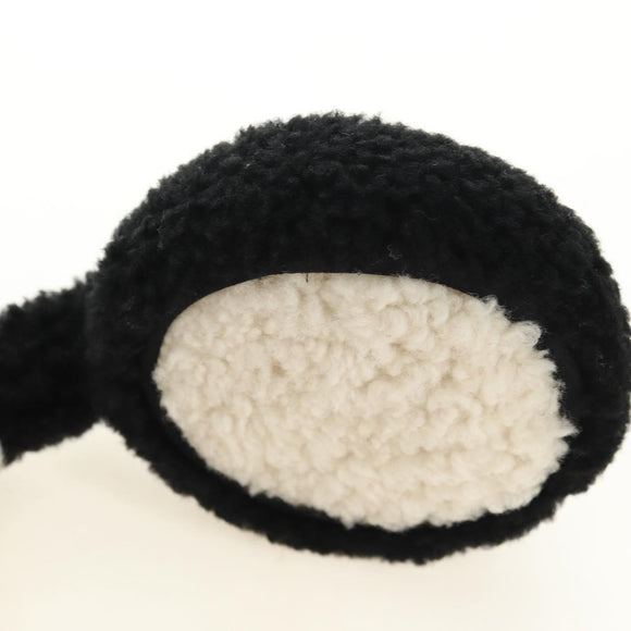 CHANEL COCO Mark Earmuffs Fabric Cap Wool Black White CC Auth yk20385SAV