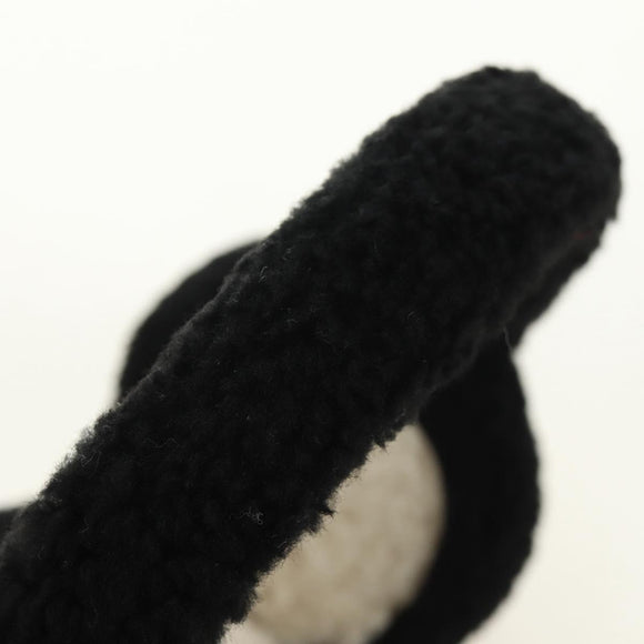 CHANEL COCO Mark Earmuffs Fabric Cap Wool Black White CC Auth yk20385SAV
