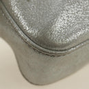 FENDI Rhinestone Mamma Baguette Shoulder Bag Leather Silver Auth yk20386SM-15