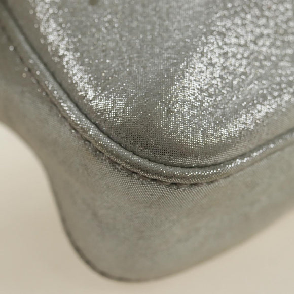 FENDI Rhinestone Mamma Baguette Shoulder Bag Leather Silver Auth yk20386SM