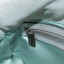 FENDI Rhinestone Mamma Baguette Shoulder Bag Leather Silver Auth yk20386SM-26