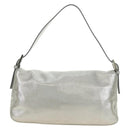 FENDI Rhinestone Mamma Baguette Shoulder Bag Leather Silver Auth yk20386SM-2