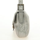 FENDI Rhinestone Mamma Baguette Shoulder Bag Leather Silver Auth yk20386SM-3