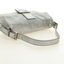 FENDI Rhinestone Mamma Baguette Shoulder Bag Leather Silver Auth yk20386SM-7