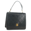 CHANEL Matelasse Hand Bag Leather Black Gold CC Auth yk20389SAV-1