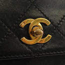 CHANEL Matelasse Hand Bag Leather Black Gold CC Auth yk20389SAV-18